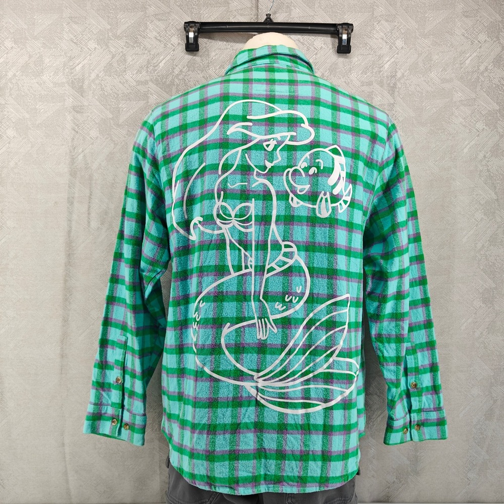 Cakeworthy Disney Little Mermaid Flannel Top Large Flannel Ariel Flounder Shirt